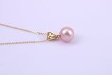 Round Natural Freshwater Pearl Stud Earrings with Matching Necklace set in Solid Yellow Gold