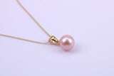 Round Natural Freshwater Pearl Stud Earrings with Matching Necklace set in Solid Yellow Gold