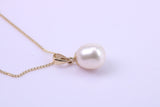 Real Pearl Necklace and Matching Earrings set in Solid Yellow Gold Together with 18 Inch Yellow Gold Chain