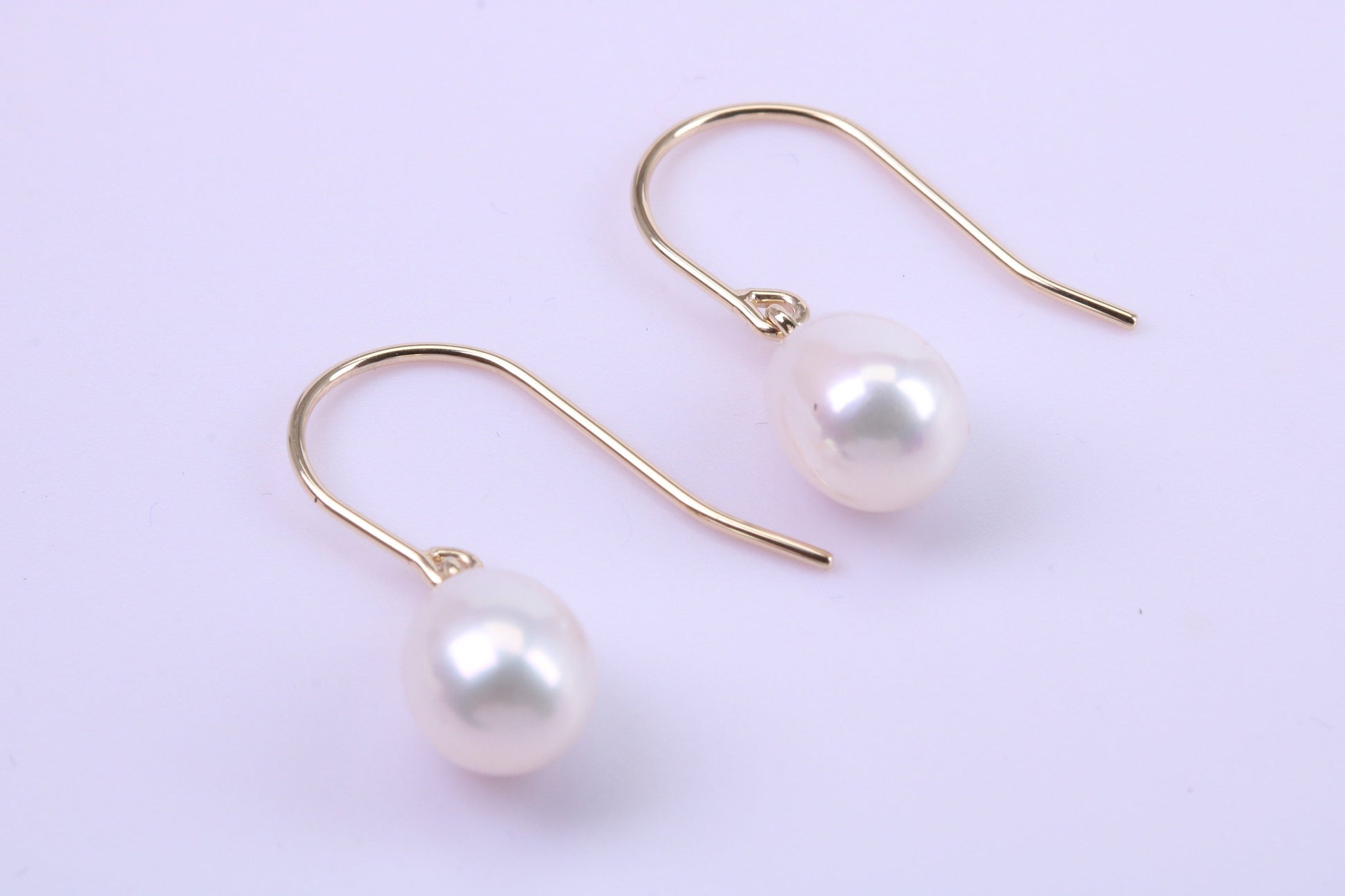 Real Pearl Necklace and Matching Earrings set in Solid Yellow Gold Together with 18 Inch Yellow Gold Chain