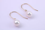 Real Pearl Necklace and Matching Earrings set in Solid Yellow Gold Together with 18 Inch Yellow Gold Chain