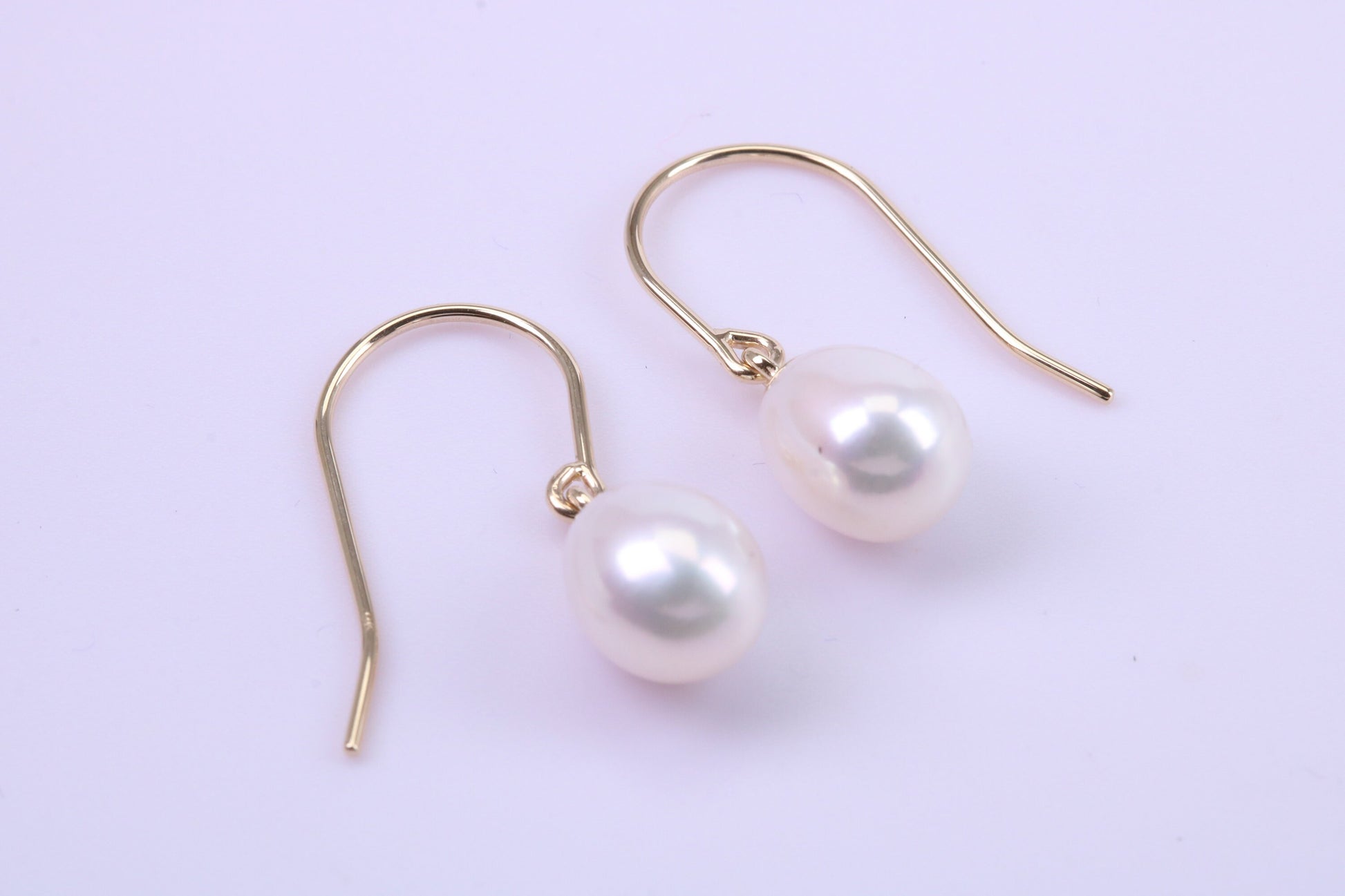 Real Pearl Necklace and Matching Earrings set in Solid Yellow Gold Together with 18 Inch Yellow Gold Chain