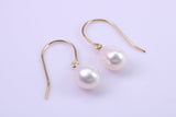 Real Pearl Necklace and Matching Earrings set in Solid Yellow Gold Together with 18 Inch Yellow Gold Chain