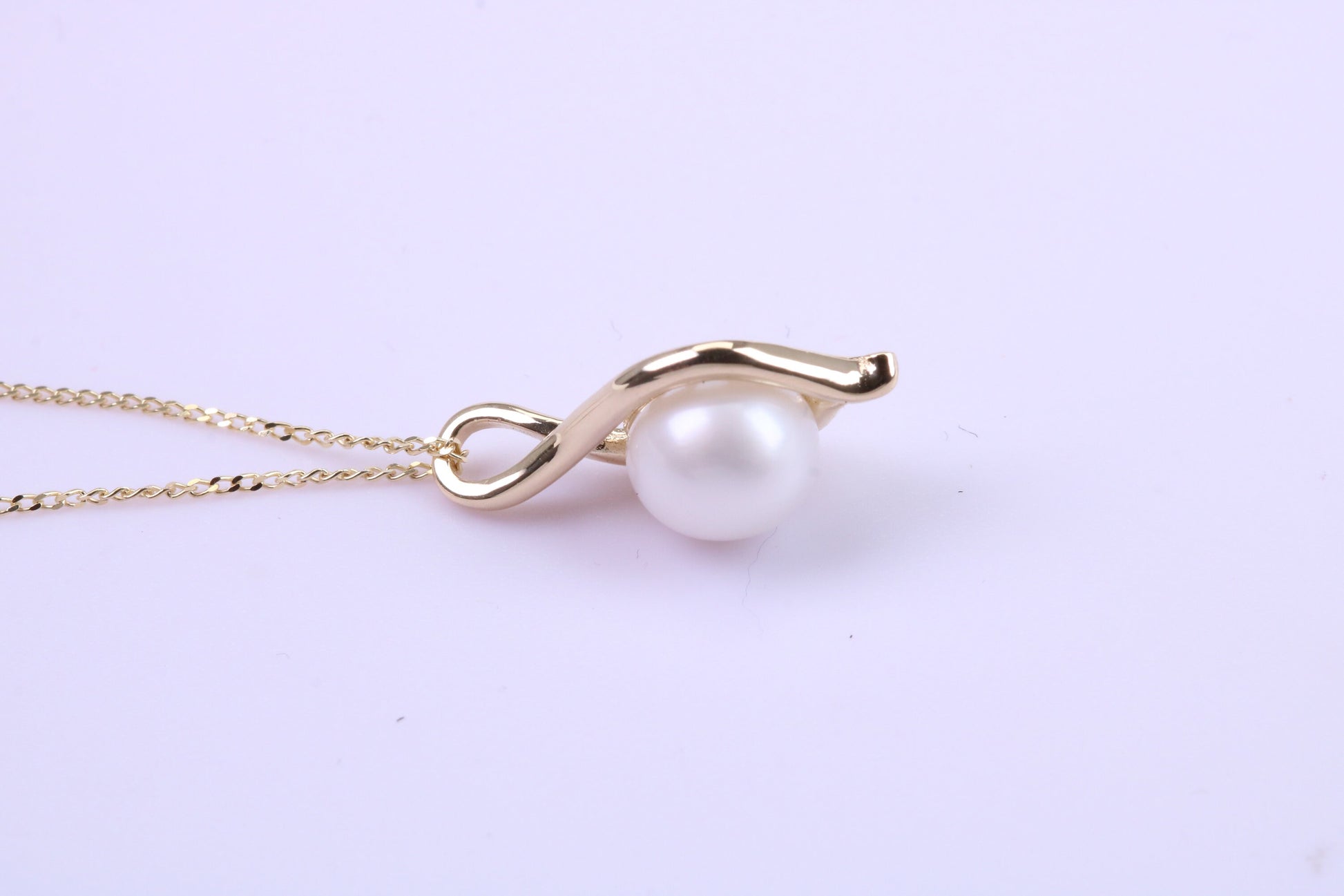 Real Pearl Necklace and Matching Earrings set in Solid Yellow Gold Together with 18 Inch Yellow Gold Chain