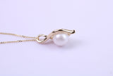 Real Pearl Necklace and Matching Earrings set in Solid Yellow Gold Together with 18 Inch Yellow Gold Chain