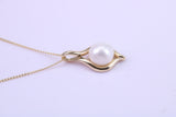 Real Pearl Necklace and Matching Earrings set in Solid Yellow Gold Together with 18 Inch Yellow Gold Chain
