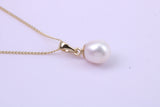 Real Pearl Necklace and Matching Earrings set in Solid Yellow Gold Together with 18 Inch Yellow Gold Chain