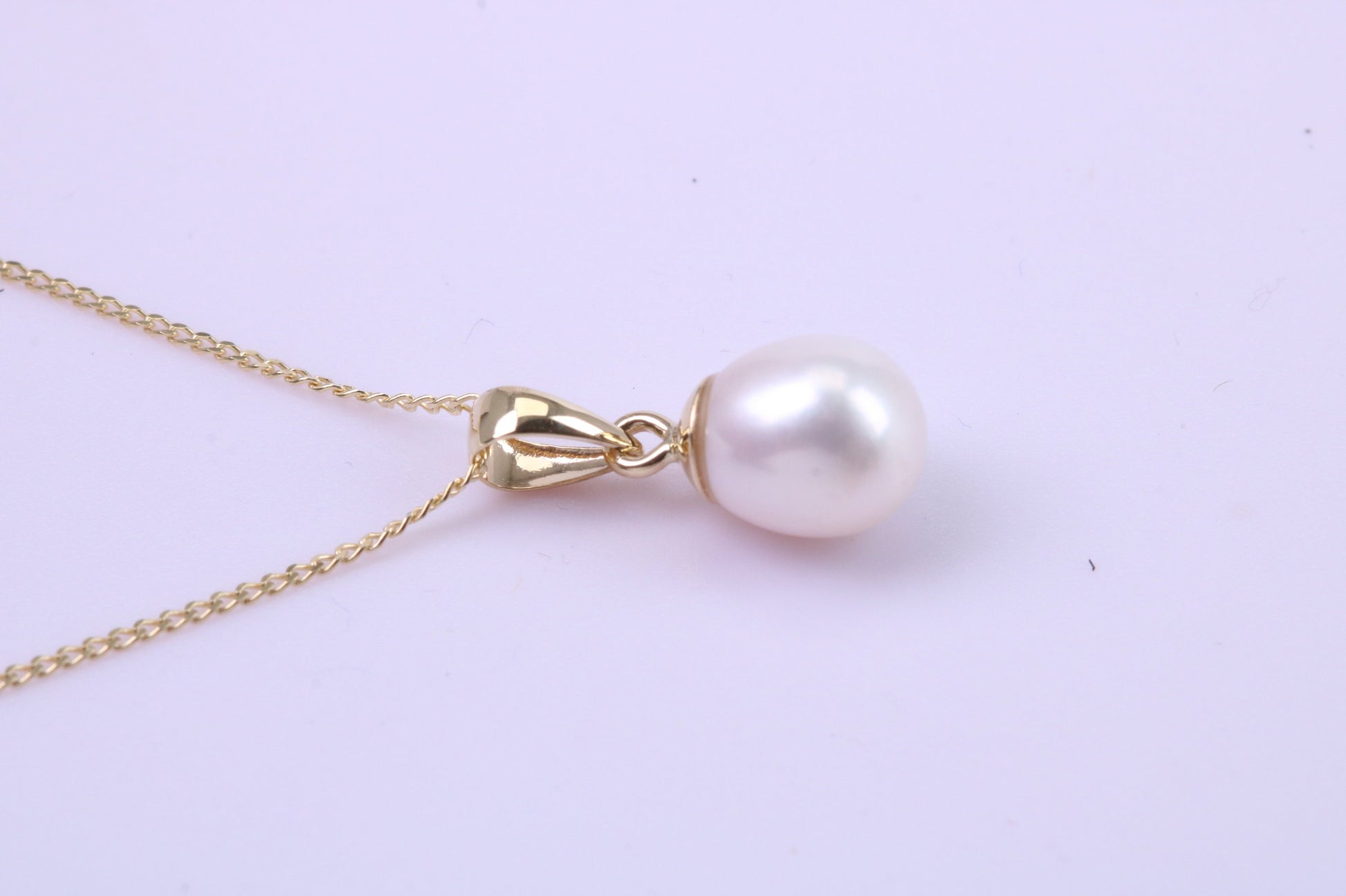 Real Pearl Necklace and Matching Earrings set in Solid Yellow Gold Together with 18 Inch Yellow Gold Chain