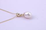 Real Pearl Necklace and Matching Earrings set in Solid Yellow Gold Together with 18 Inch Yellow Gold Chain