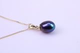 Teardrop Pearl Necklace and Matching Earrings set in Solid Yellow Gold Together with 18 Inch Yellow Gold Chain