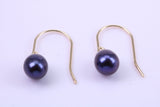 Teardrop Pearl Necklace and Matching Earrings set in Solid Yellow Gold Together with 18 Inch Yellow Gold Chain
