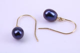 Teardrop Pearl Necklace and Matching Earrings set in Solid Yellow Gold Together with 18 Inch Yellow Gold Chain