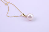Real Pearl Necklace and Matching Earrings set in Solid Yellow Gold Together with 18 Inch Yellow Gold Chain