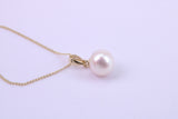 Real Pearl Necklace and Matching Earrings set in Solid Yellow Gold Together with 18 Inch Yellow Gold Chain