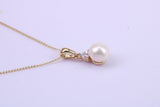 Real Pearl Necklace and Matching Earrings set in Solid Yellow Gold Together with 18 Inch Yellow Gold Chain