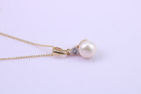 Real Pearl Necklace and Matching Earrings set in Solid Yellow Gold Together with 18 Inch Yellow Gold Chain