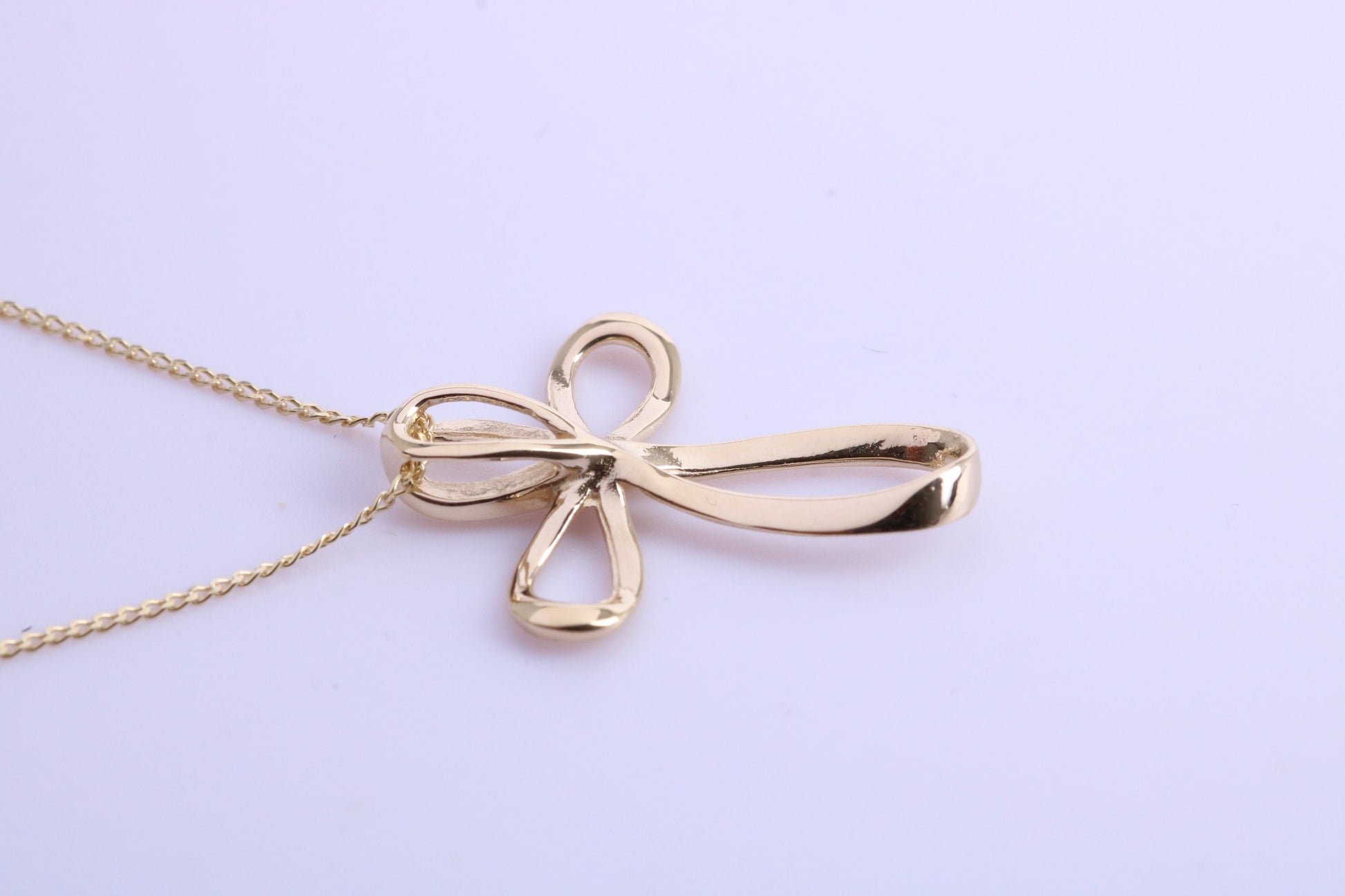 21 mm Long Cross Together with 18 Inch Long Chain, Made from Solid Yellow Gold with High Polished Finish