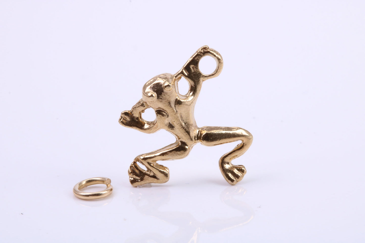 Frog Charm, Traditional Charm, Made from Solid 9ct Yellow Gold, British Hallmarked, Complete with Attachment Link