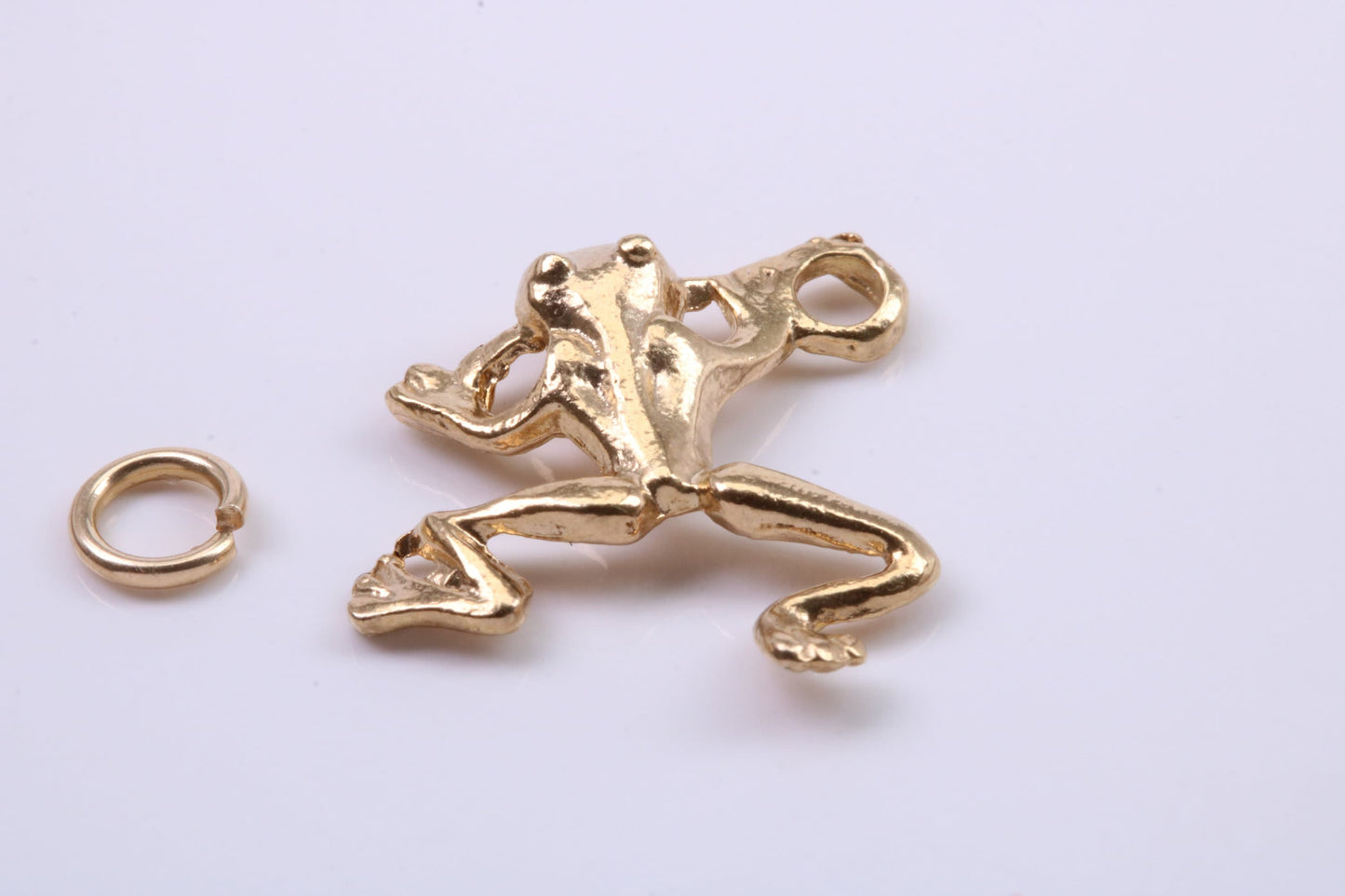 Frog Charm, Traditional Charm, Made from Solid 9ct Yellow Gold, British Hallmarked, Complete with Attachment Link