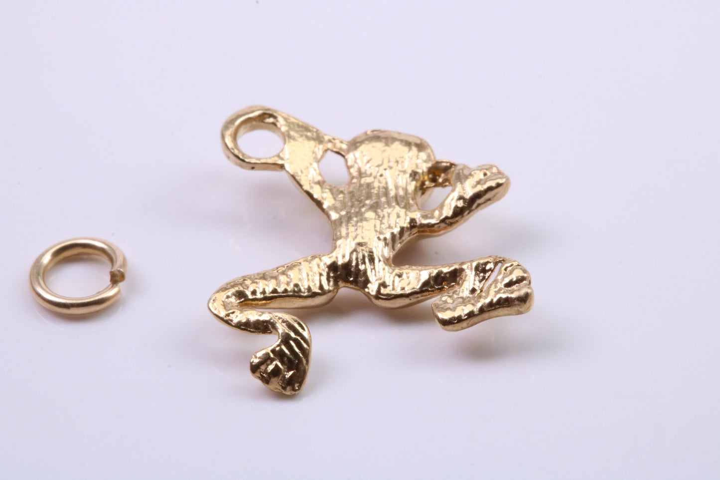 Frog Charm, Traditional Charm, Made from Solid 9ct Yellow Gold, British Hallmarked, Complete with Attachment Link