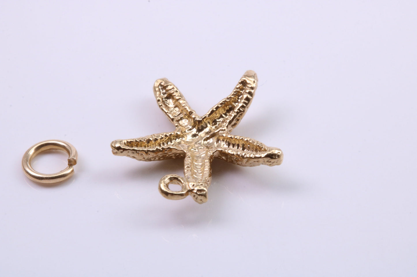 Star Fish Charm, Traditional Charm, Made from Solid 9ct Yellow Gold, British Hallmarked, Complete with Attachment Link