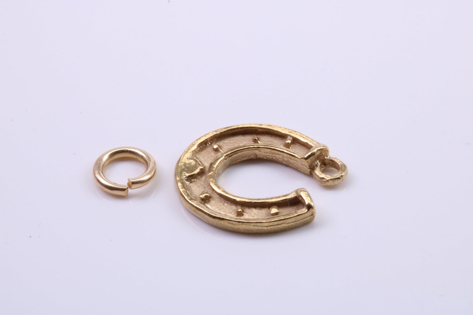 Good Luck Horse Shoe Charm, Traditional Charm, Made from Solid 9ct Yellow Gold, British Hallmarked, Complete with Attachment Link