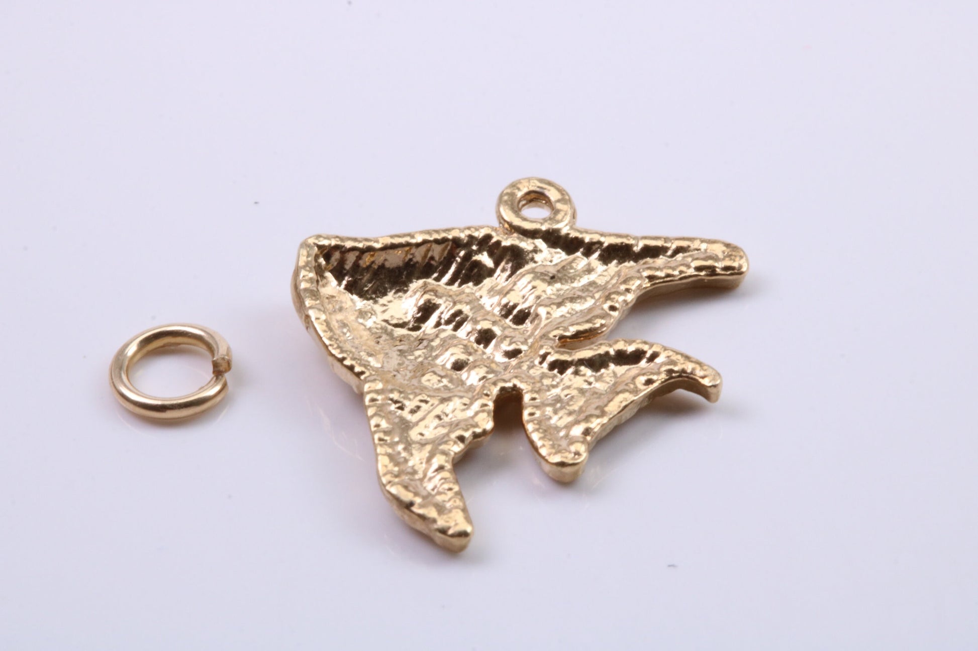 Angel Fish Charm, Traditional Charm, Made from Solid 9ct Yellow Gold, British Hallmarked, Complete with Attachment Link