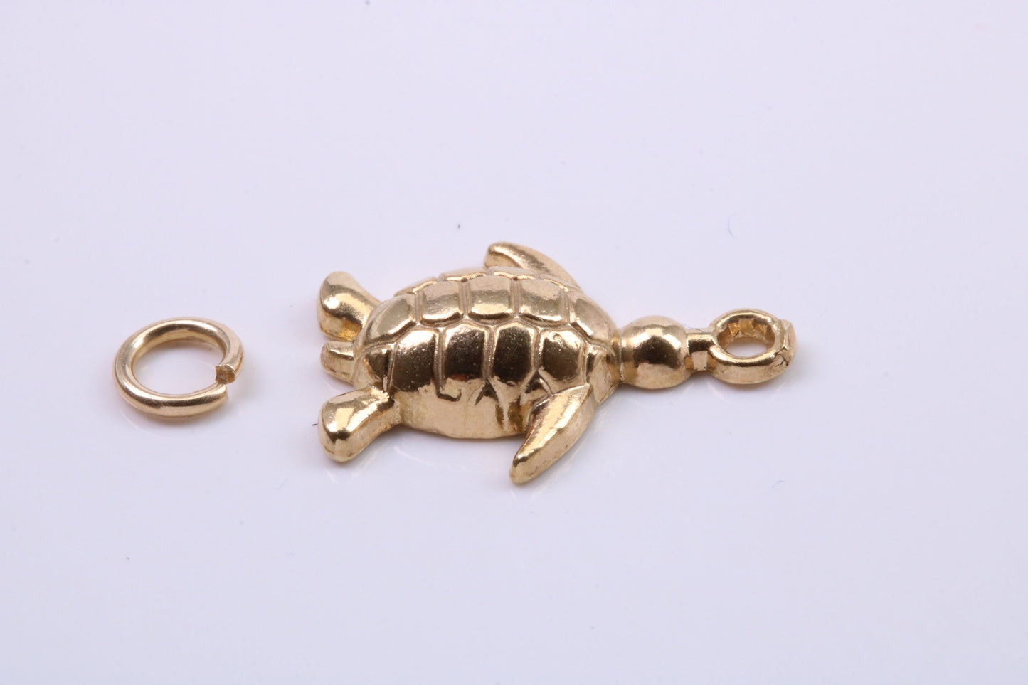 Turtle Charm, Traditional Charm, Made from Solid 9ct Yellow Gold, British Hallmarked, Complete with Attachment Link