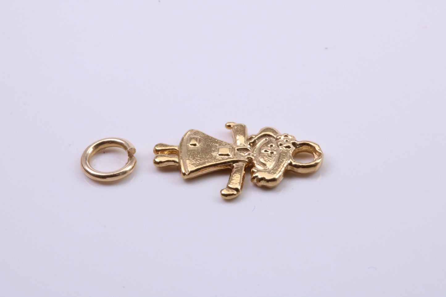 Toy Doll Charm, Traditional Charm, Made from Solid 9ct Yellow Gold, British Hallmarked, Complete with Attachment Link