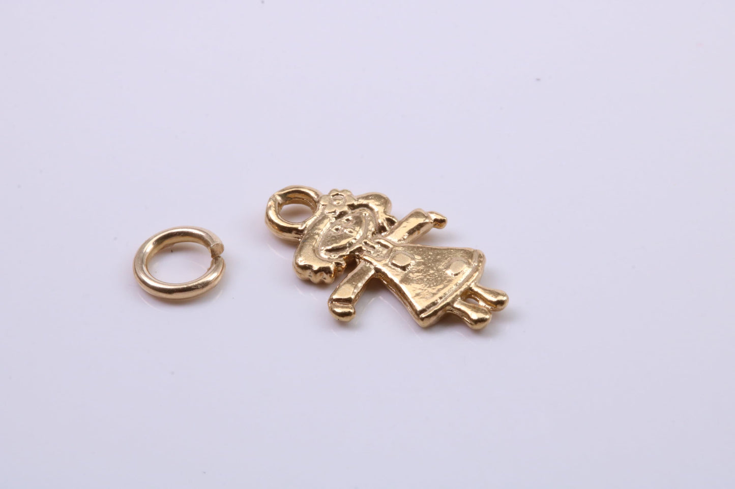 Toy Doll Charm, Traditional Charm, Made from Solid 9ct Yellow Gold, British Hallmarked, Complete with Attachment Link