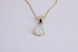 Natural Teardrop cut Opal set Necklace, Made from Solid Yellow Gold, With 18 Inch Long Chain