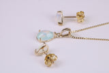 Natural Teardrop cut Opal set Stud Earrings with Necklace, Made from Solid Yellow Gold, With 18 Inch Long Chain