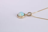 Natural Round cut Opal set Necklace, Made from Solid Yellow Gold, With 16 Inch Long Chain