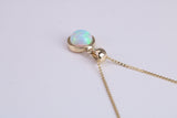 Natural Round cut Opal set Necklace, Made from Solid Yellow Gold, With 16 Inch Long Chain