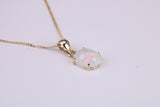 Natural Oval cut Opal set Necklace, Made from Solid Yellow Gold, With 16 Inch Long Chain