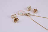 Natural Oval cut Opal set Stud Earrings with Necklace, Made from Solid Yellow Gold, With 18 Inch Long Chain