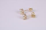 Natural Round cut Opal set Stud Earrings with Necklace, Made from Solid Yellow Gold, With 18 Inch Long Chain