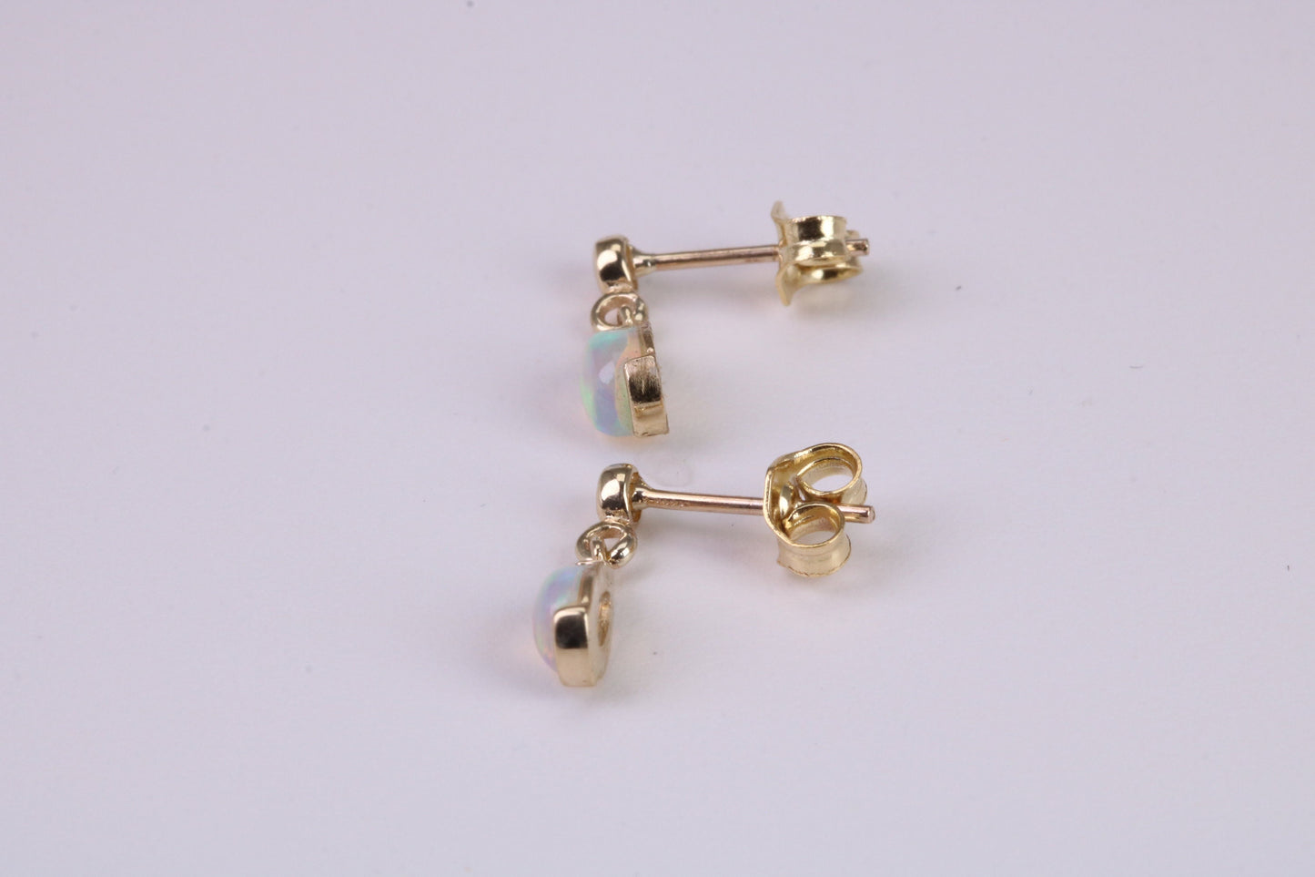 Natural Teardrop cut Opal set Dropper Stud Earrings Made from Solid Yellow Gold