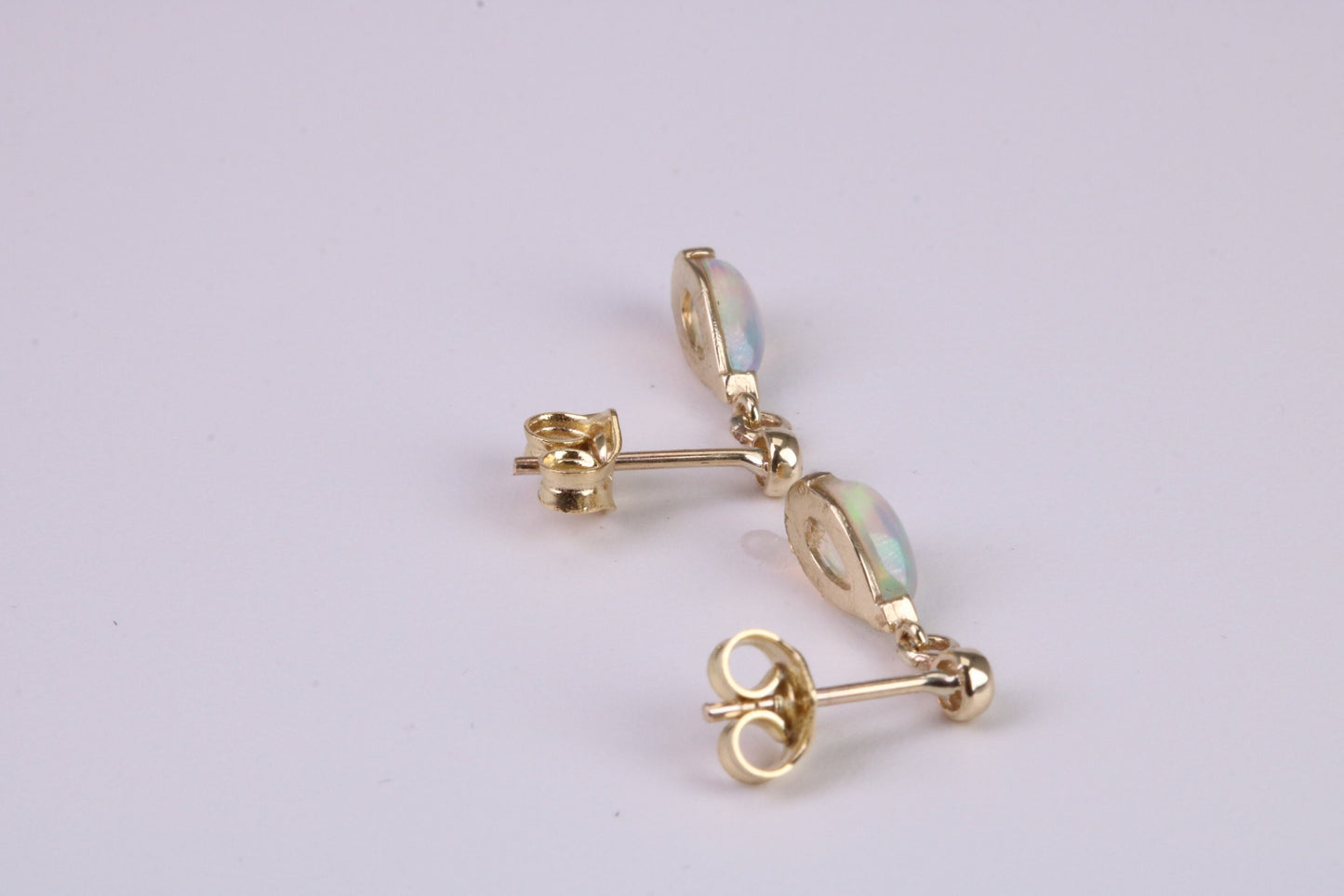 Natural Teardrop cut Opal set Dropper Stud Earrings Made from Solid Yellow Gold