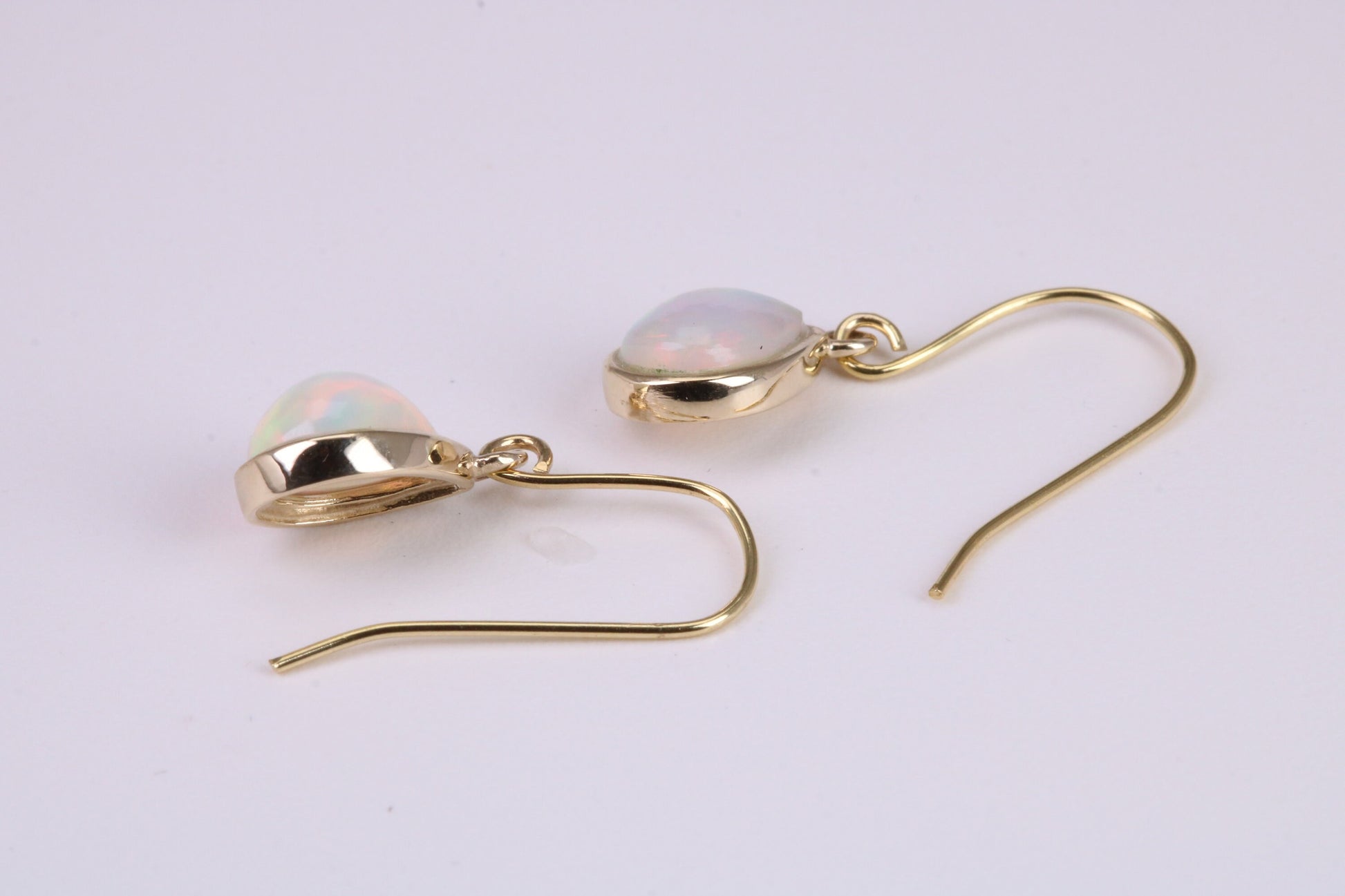 Natural Teardrop cut Opal set Dropper Stud Earrings Made from Solid Yellow Gold