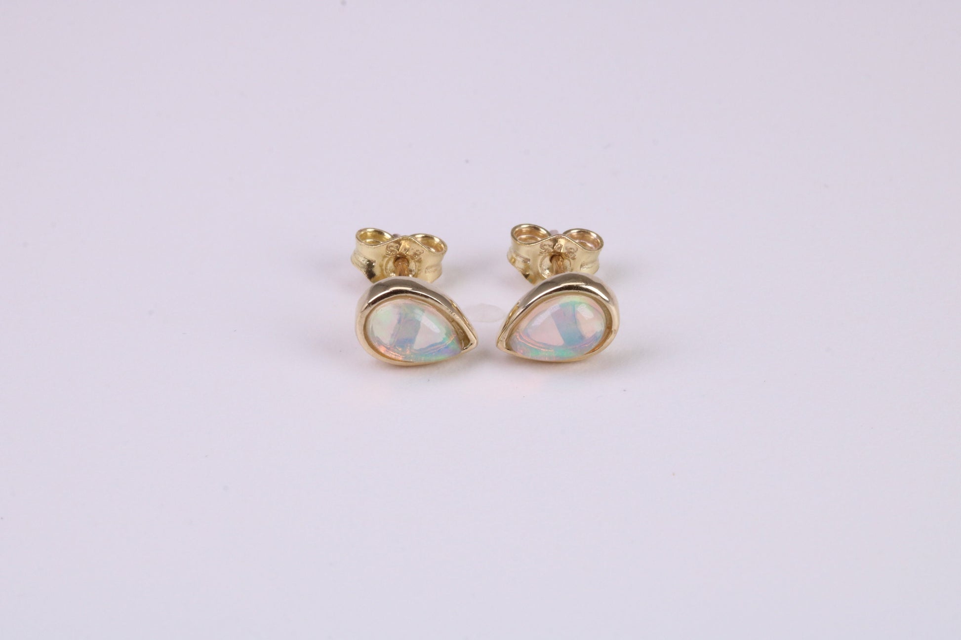 Natural Teardrop cut Opal set Stud Earrings Made from Solid Yellow Gold