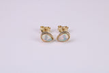 Natural Teardrop cut Opal set Stud Earrings Made from Solid Yellow Gold