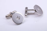 Natural Diamond set Solid Silver Cufflinks
