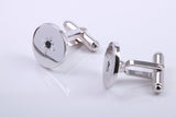 Natural Round cut Blue Sapphire set Solid Silver Cufflinks,