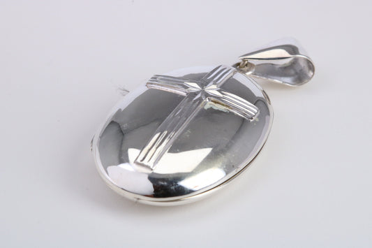 Large 35 mm Long Oval Shaped Locket, Made from Solid Sterling Silver