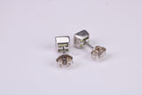 Real Square cut Peridot set Stud Earrings, Very Dressy, Made from Solid 925 Grade Sterling Silver