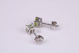 Real Square cut Peridot set Stud Earrings, Very Dressy, Made from Solid 925 Grade Sterling Silver