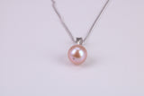 7 mm Round Real Pearl Necklace made from Sterling Silver
