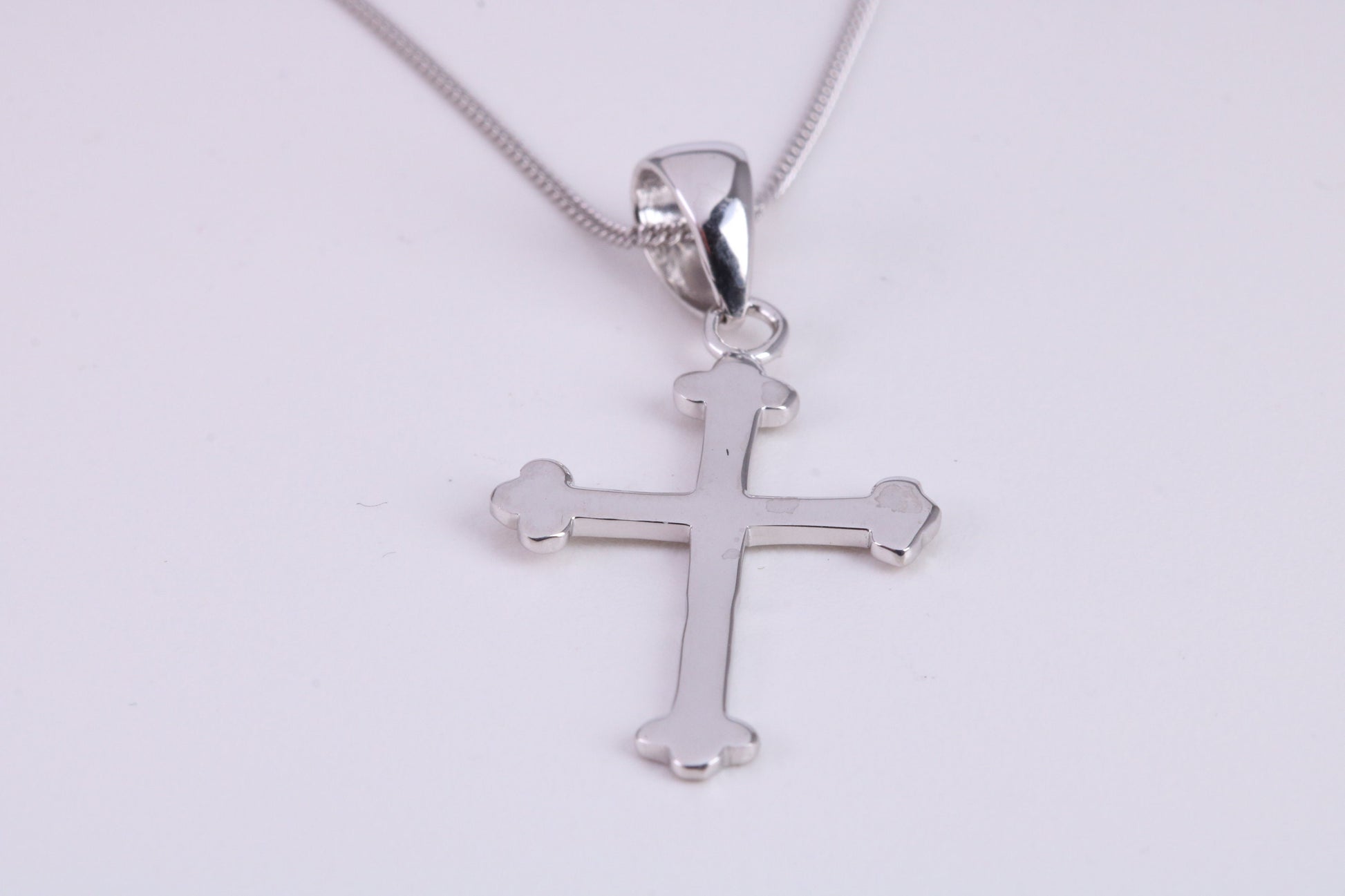 25 mm Long Cross Necklace, made from solid Sterling Silver, With 18 Inch Long Chain