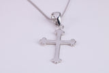 25 mm Long Cross Necklace, made from solid Sterling Silver, With 18 Inch Long Chain